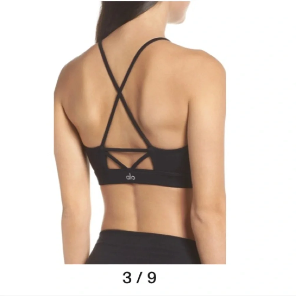 ALO Yoga Black Lace-Up High Neck Sports Bra